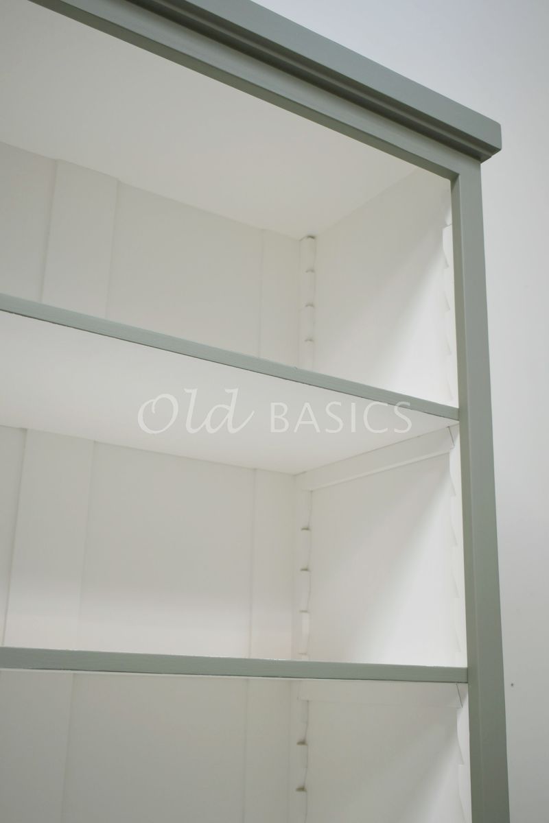 Detail van Boekenkast Monaco, RAL7033, groen, grijs, materiaal hout